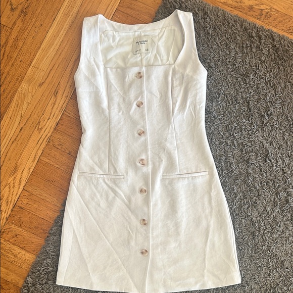 The A&F Mara Squareneck Linen-Blend Best Mini Dress White Size XS - Picture 4 of 16
